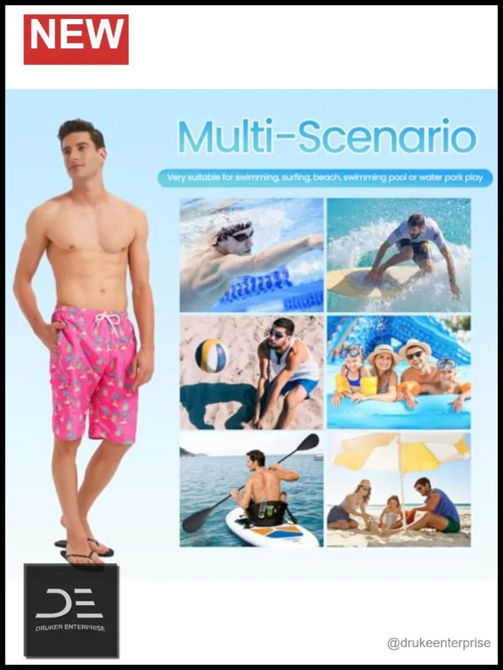Men's Quick Dry Swim Trunks with Mesh Lining 10